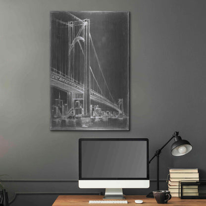 Luxe Metal Art 'Suspension Bridge Blueprint II' by Ethan Harper Metal Wall Art,24x36
