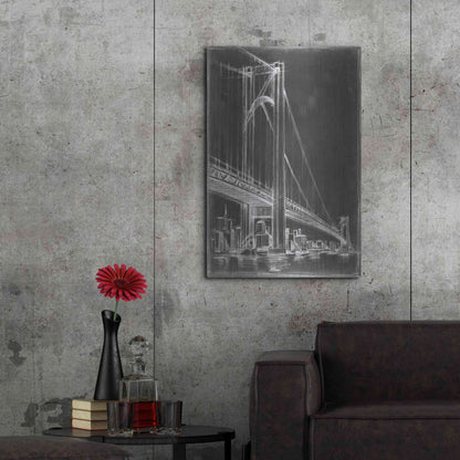 Luxe Metal Art 'Suspension Bridge Blueprint II' by Ethan Harper Metal Wall Art,24x36
