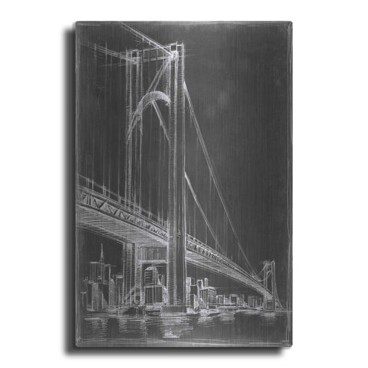 Luxe Metal Art 'Suspension Bridge Blueprint II' by Ethan Harper Metal Wall Art