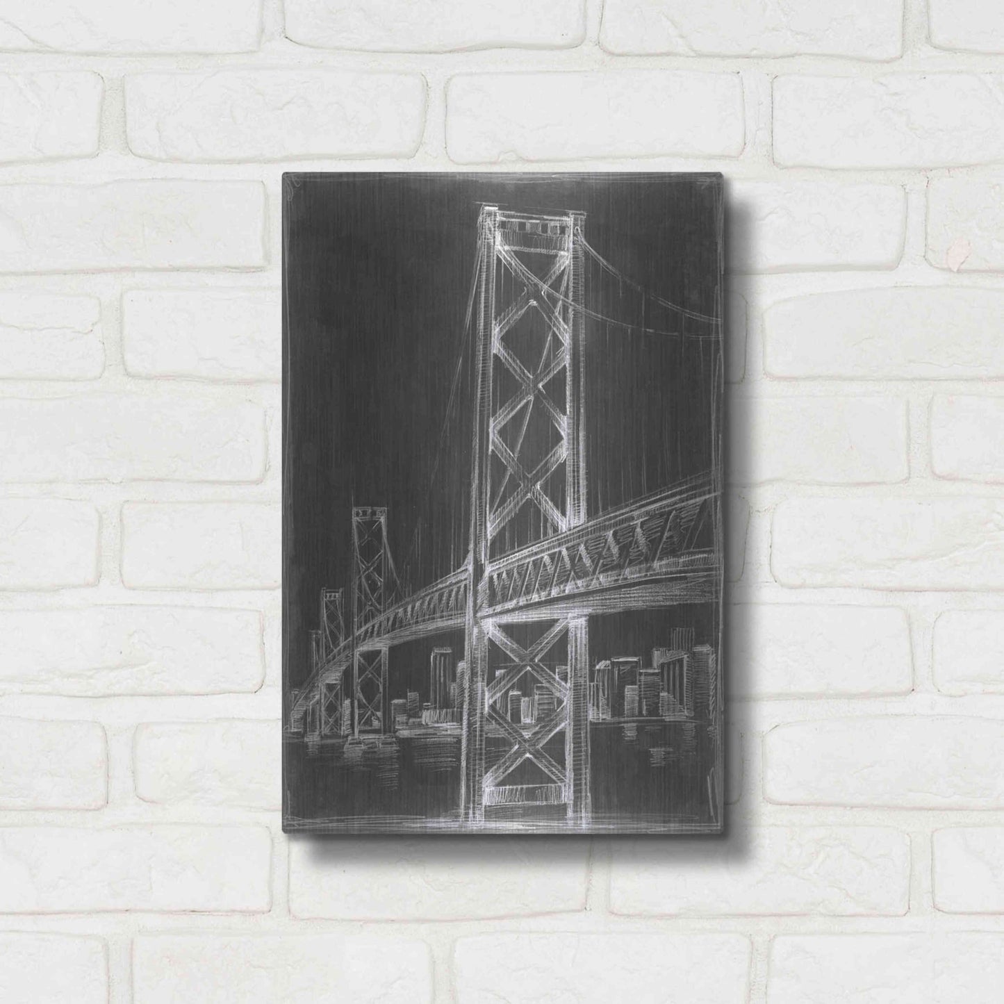 Luxe Metal Art 'Suspension Bridge Blueprint I' by Ethan Harper Metal Wall Art,12x16