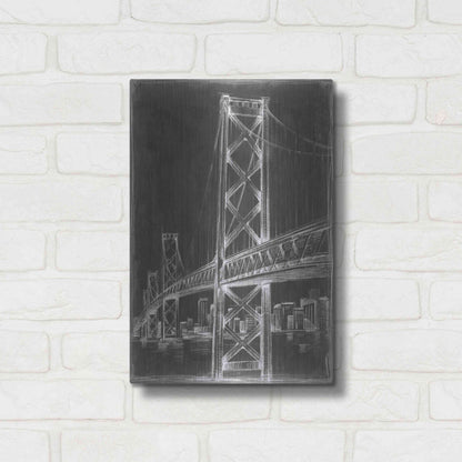 Luxe Metal Art 'Suspension Bridge Blueprint I' by Ethan Harper Metal Wall Art,12x16