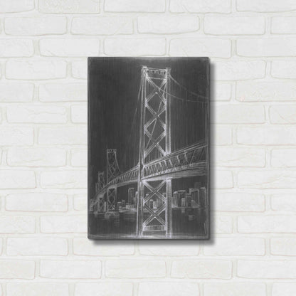 Luxe Metal Art 'Suspension Bridge Blueprint I' by Ethan Harper Metal Wall Art,16x24