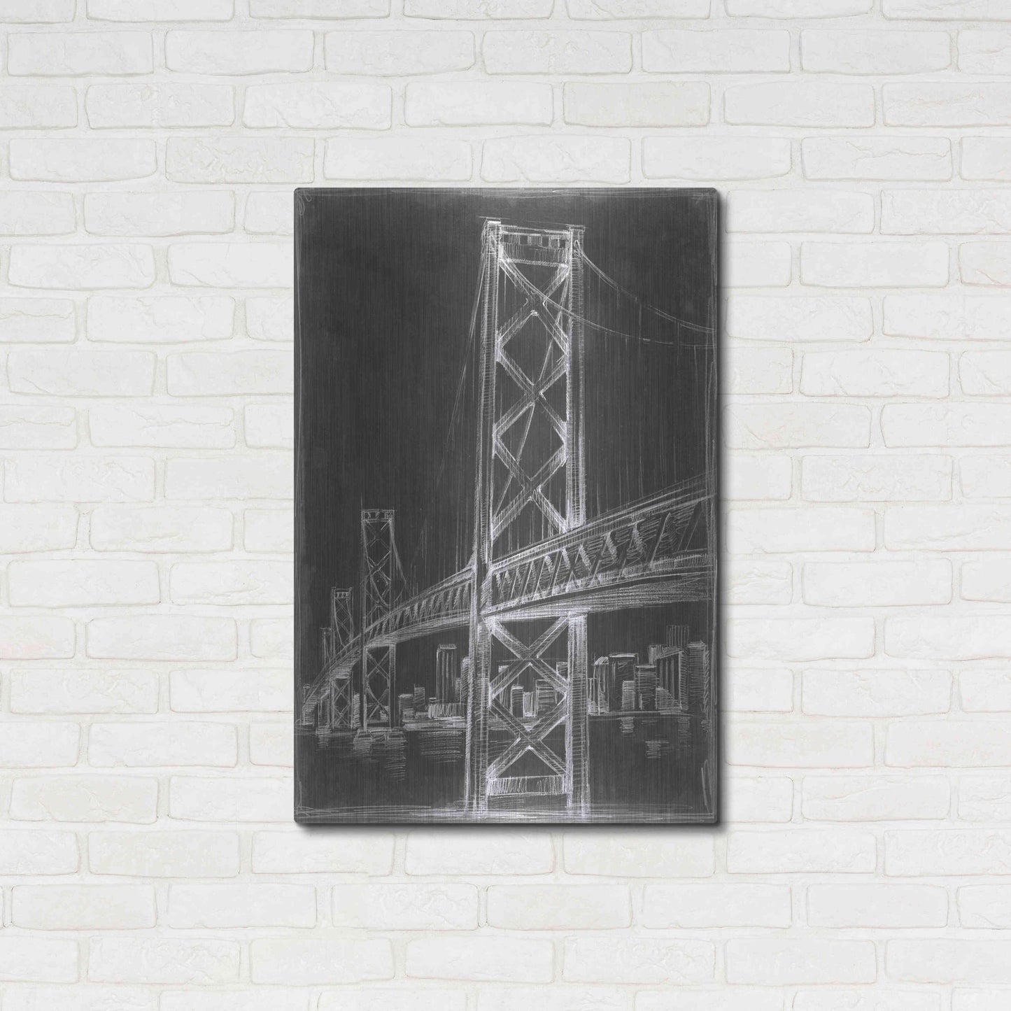 Luxe Metal Art 'Suspension Bridge Blueprint I' by Ethan Harper Metal Wall Art,24x36