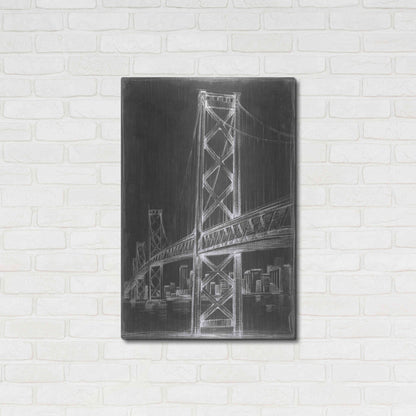 Luxe Metal Art 'Suspension Bridge Blueprint I' by Ethan Harper Metal Wall Art,24x36