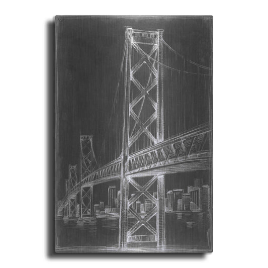 Luxe Metal Art 'Suspension Bridge Blueprint I' by Ethan Harper Metal Wall Art