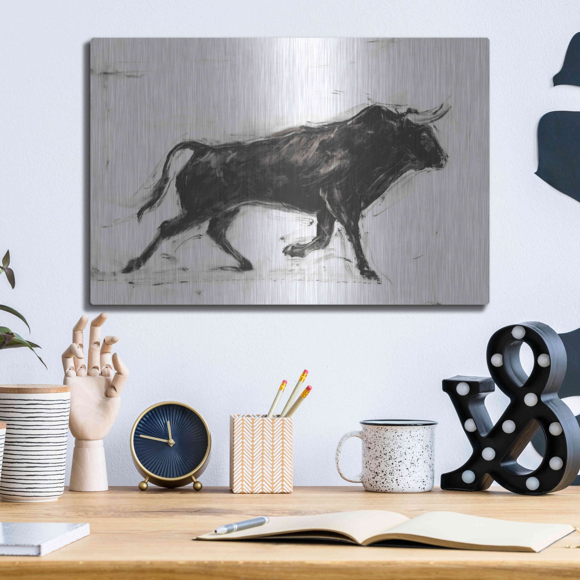 Luxe Metal Art 'Toro II' by Ethan Harper Metal Wall Art,16x12