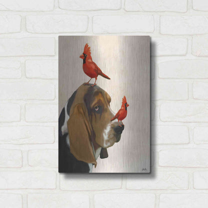 Luxe Metal Art 'Basset Hound and Birds' by Fab Funky Metal Wall Art,12x16