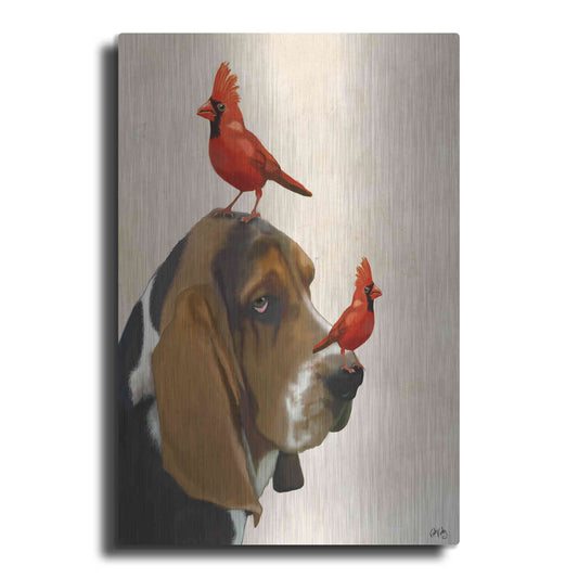 Luxe Metal Art 'Basset Hound and Birds' by Fab Funky Metal Wall Art