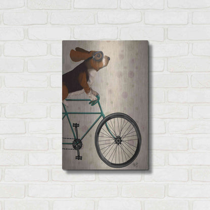 Luxe Metal Art 'Basset Hound on Bicycle' by Fab Funky Metal Wall Art,16x24