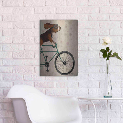 Luxe Metal Art 'Basset Hound on Bicycle' by Fab Funky Metal Wall Art,16x24