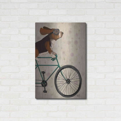 Luxe Metal Art 'Basset Hound on Bicycle' by Fab Funky Metal Wall Art,24x36