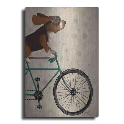 Luxe Metal Art 'Basset Hound on Bicycle' by Fab Funky Metal Wall Art