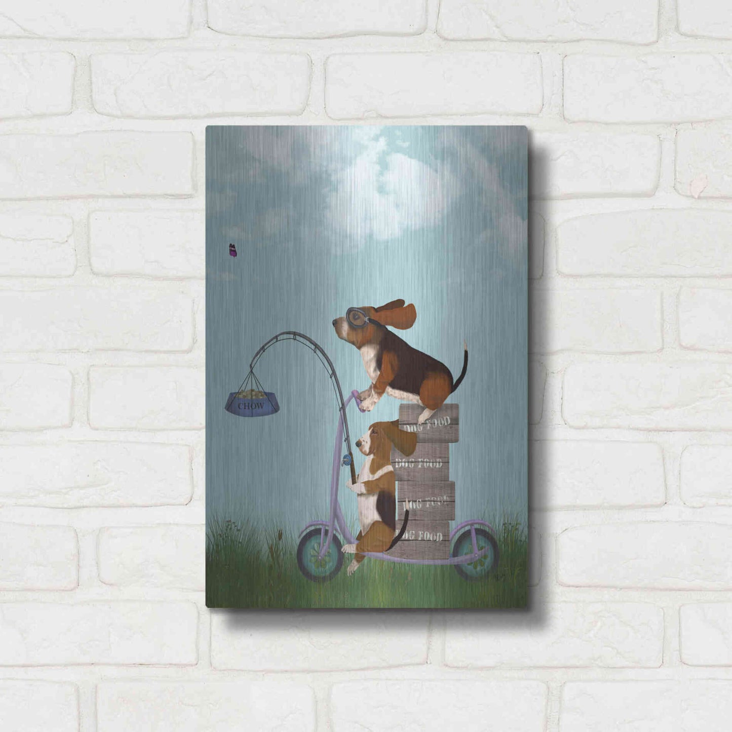 Luxe Metal Art 'Basset Hound Scooter' by Fab Funky Metal Wall Art,12x16