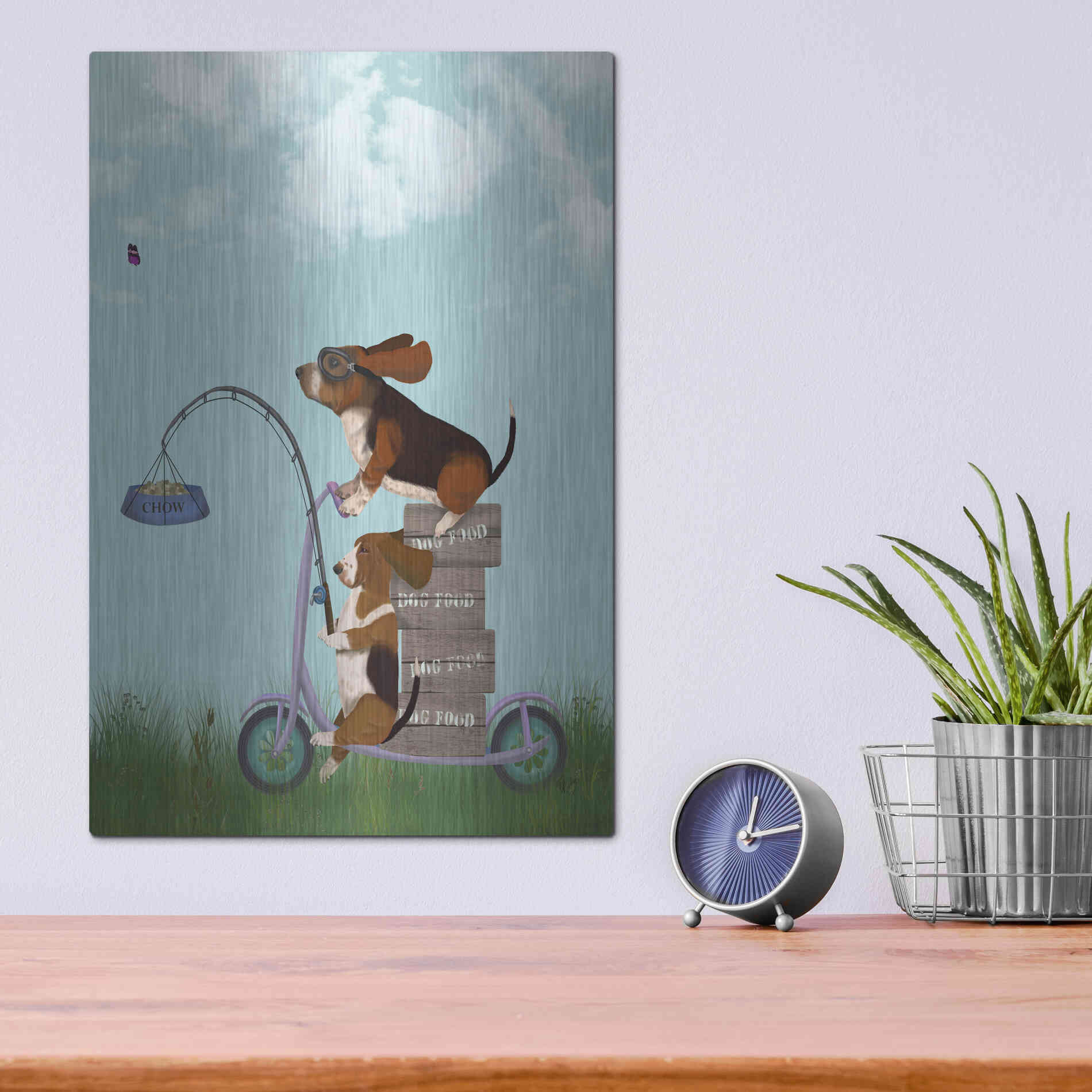 Luxe Metal Art 'Basset Hound Scooter' by Fab Funky Metal Wall Art,12x16