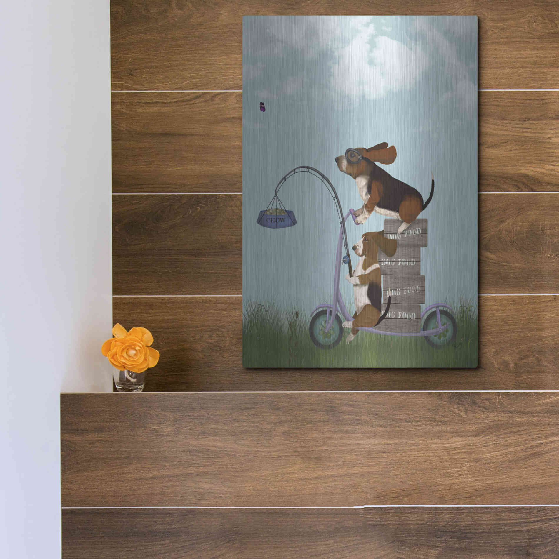 Luxe Metal Art 'Basset Hound Scooter' by Fab Funky Metal Wall Art,12x16