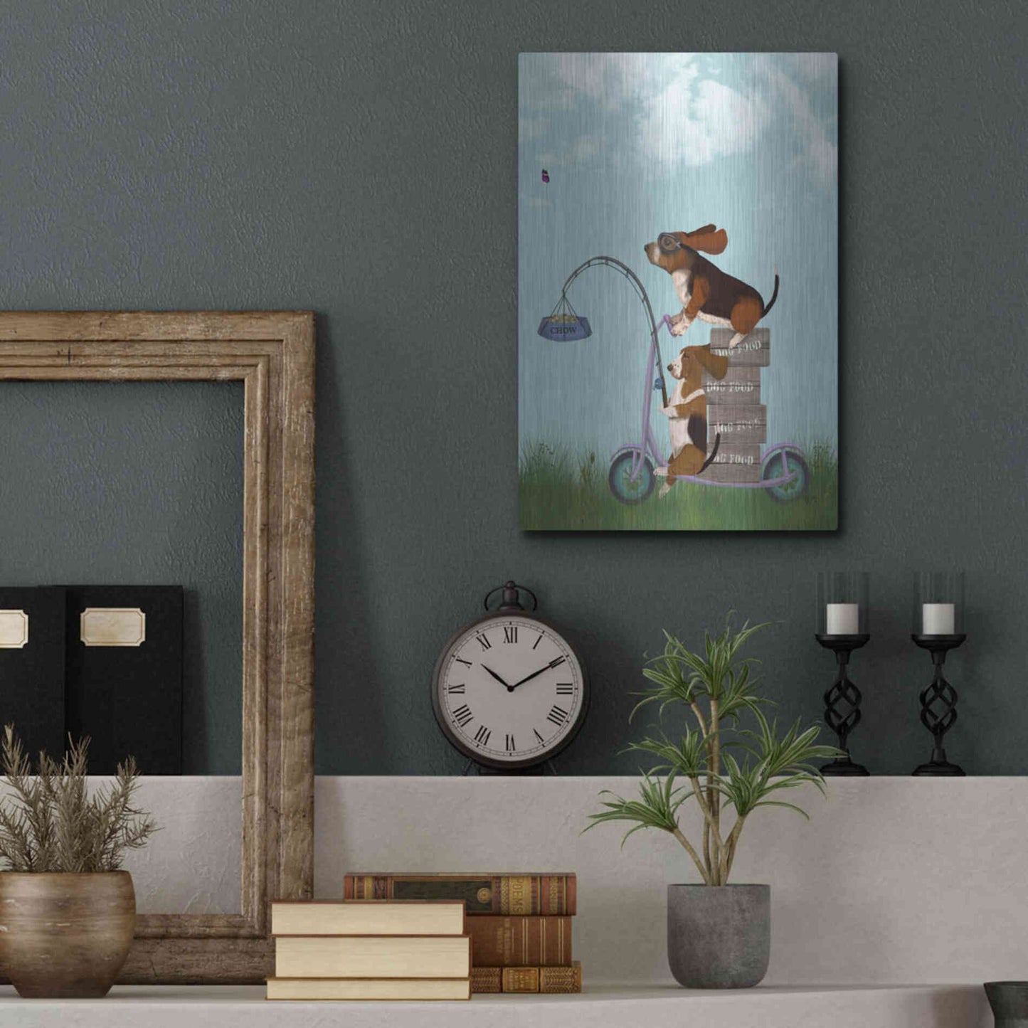 Luxe Metal Art 'Basset Hound Scooter' by Fab Funky Metal Wall Art,12x16