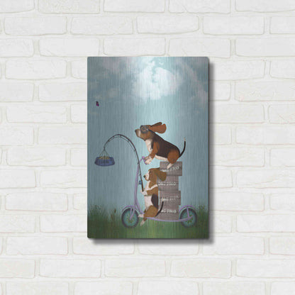 Luxe Metal Art 'Basset Hound Scooter' by Fab Funky Metal Wall Art,16x24