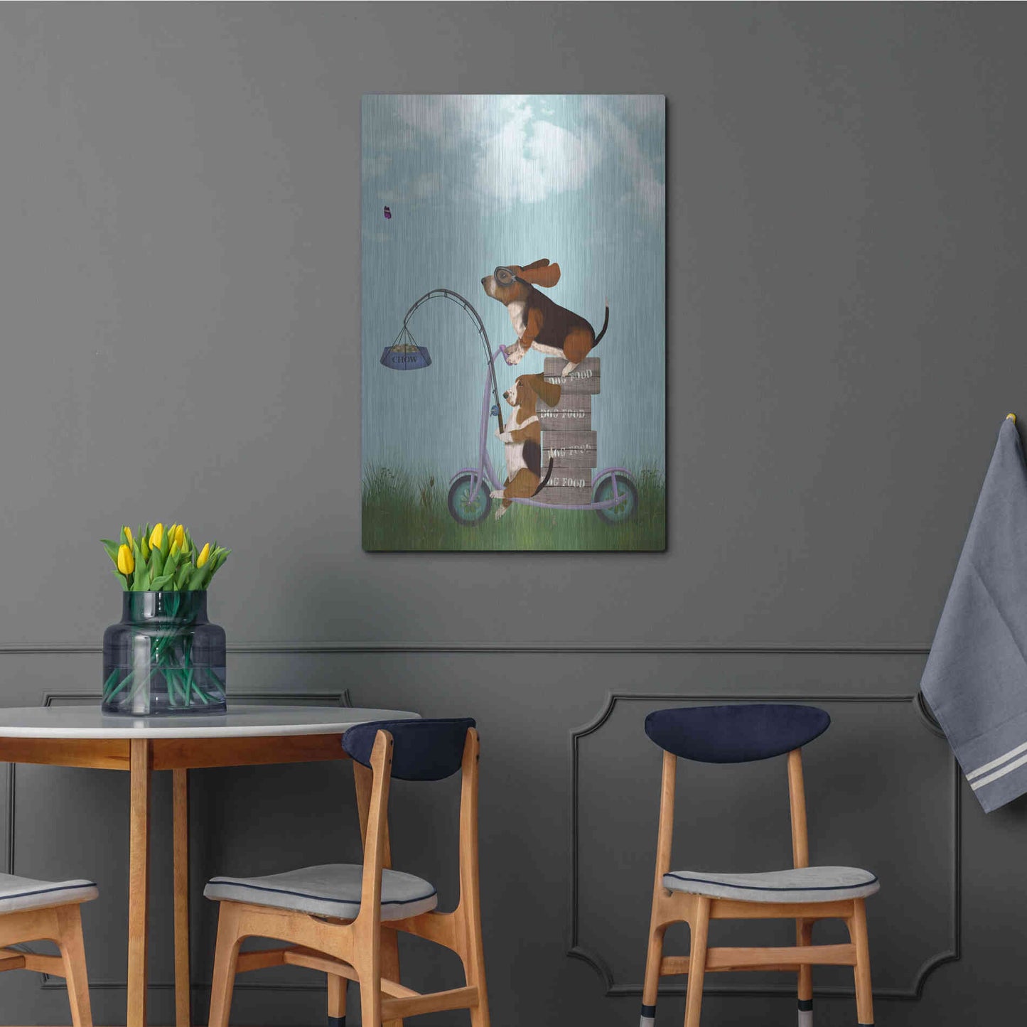 Luxe Metal Art 'Basset Hound Scooter' by Fab Funky Metal Wall Art,24x36