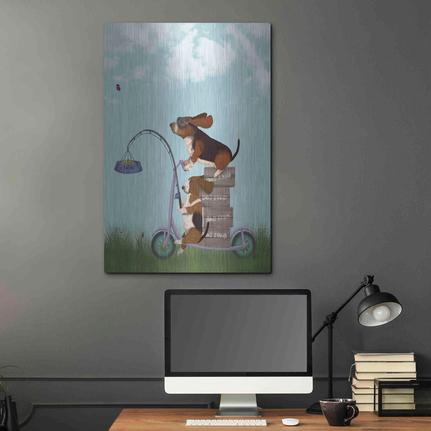 Luxe Metal Art 'Basset Hound Scooter' by Fab Funky Metal Wall Art,24x36