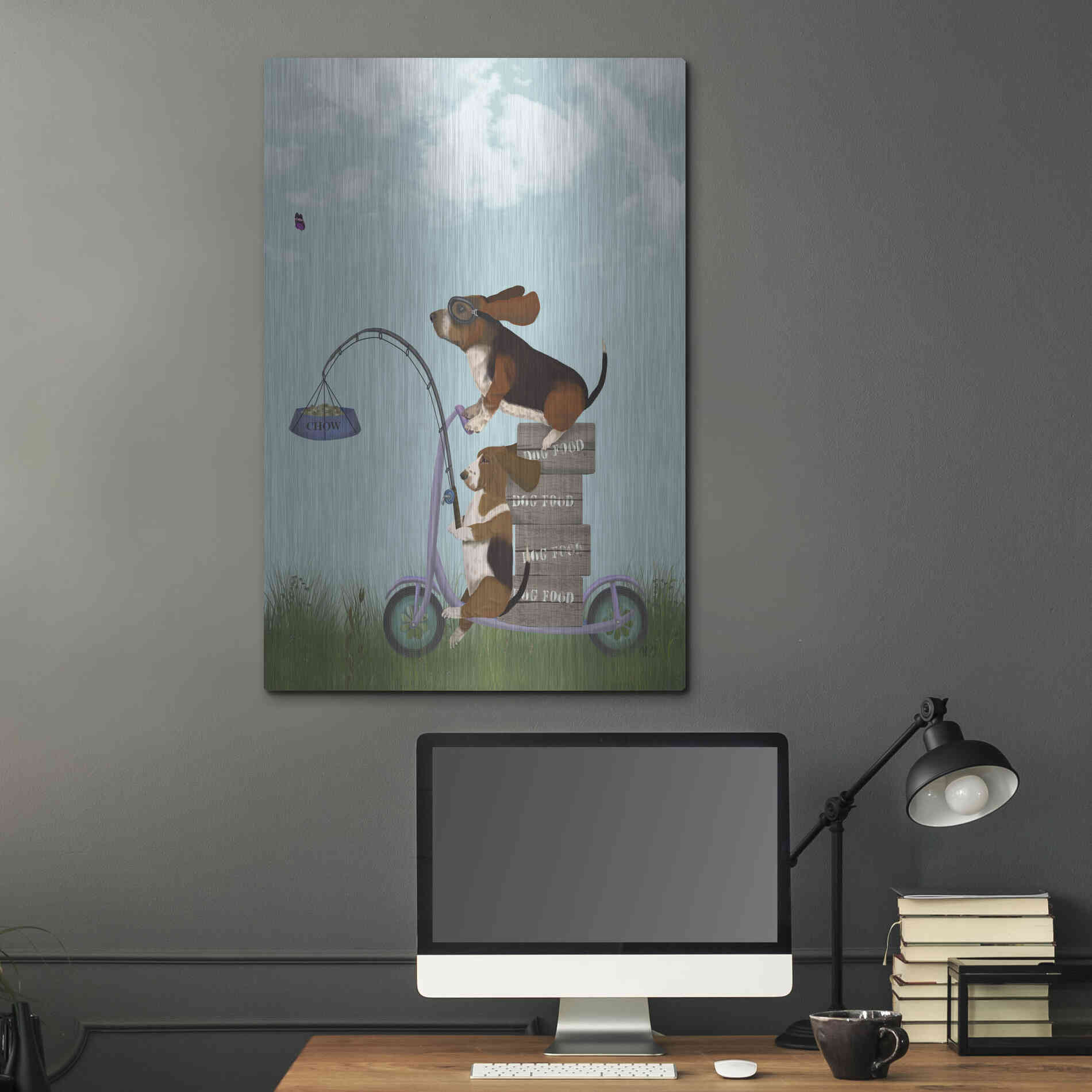 Luxe Metal Art 'Basset Hound Scooter' by Fab Funky Metal Wall Art,24x36