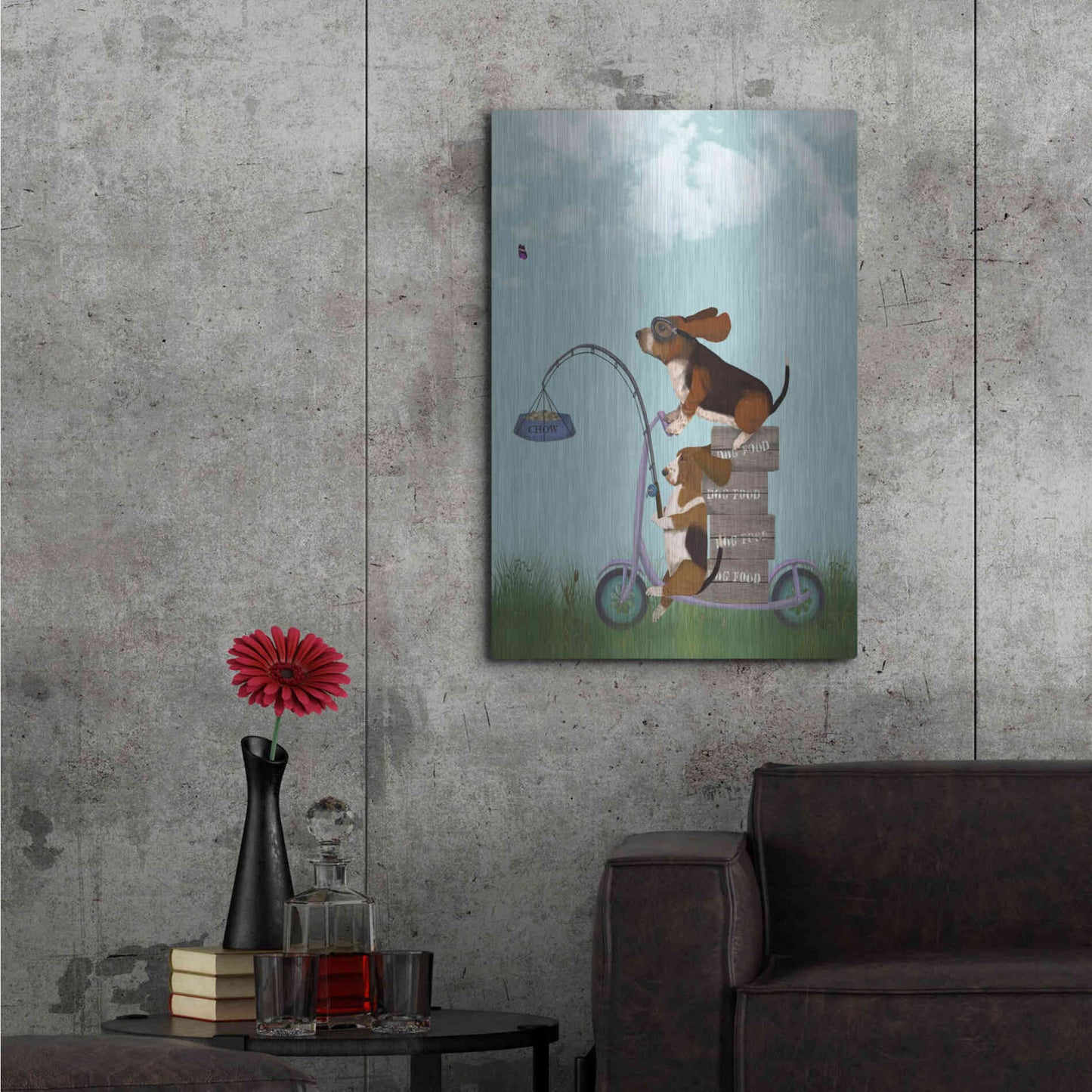 Luxe Metal Art 'Basset Hound Scooter' by Fab Funky Metal Wall Art,24x36