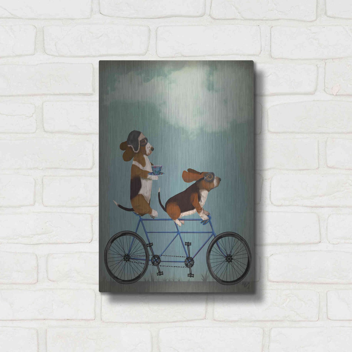 Luxe Metal Art 'Basset Hound Tandem' by Fab Funky Metal Wall Art,12x16