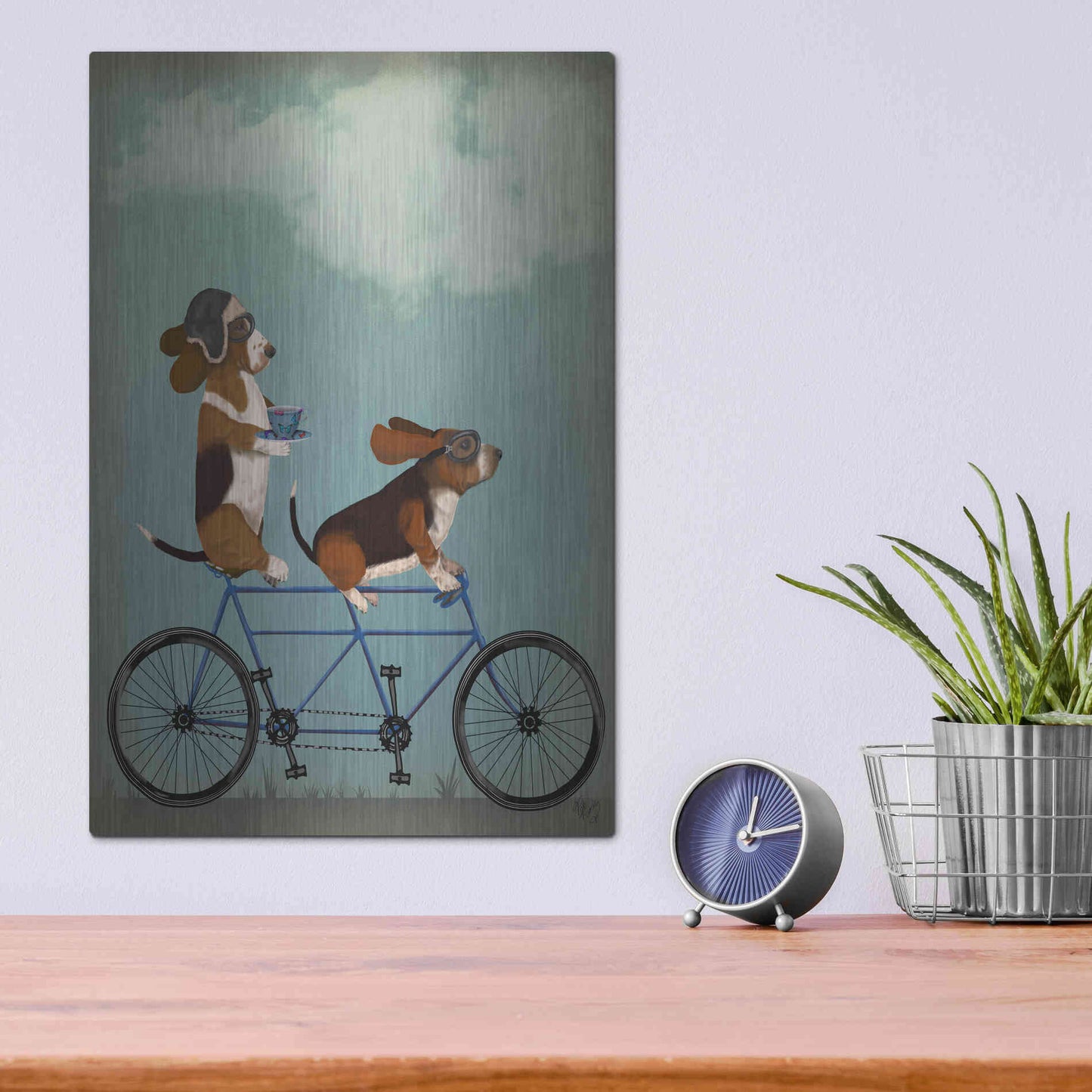 Luxe Metal Art 'Basset Hound Tandem' by Fab Funky Metal Wall Art,12x16