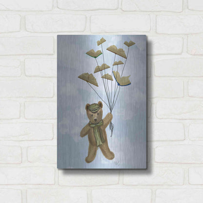 Luxe Metal Art 'Bear with Book Butterflies' by Fab Funky Metal Wall Art,12x16