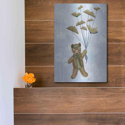 Luxe Metal Art 'Bear with Book Butterflies' by Fab Funky Metal Wall Art,12x16