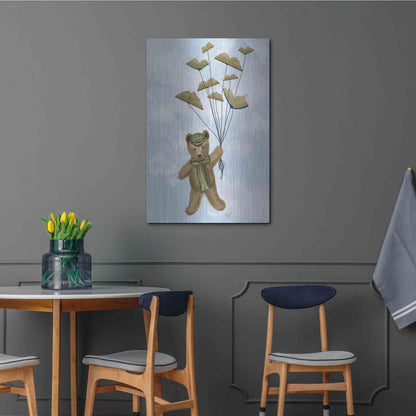 Luxe Metal Art 'Bear with Book Butterflies' by Fab Funky Metal Wall Art,24x36