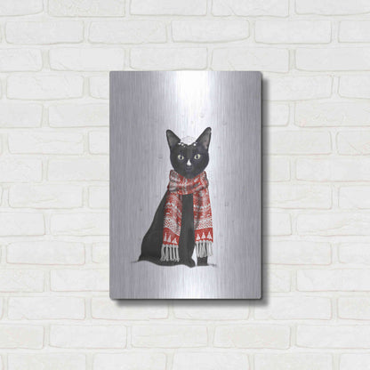 Luxe Metal Art 'Black Cat, Red Scarf' by Fab Funky Metal Wall Art,16x24