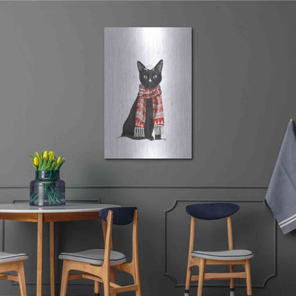 Luxe Metal Art 'Black Cat, Red Scarf' by Fab Funky Metal Wall Art,24x36