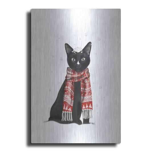 Luxe Metal Art 'Black Cat, Red Scarf' by Fab Funky Metal Wall Art