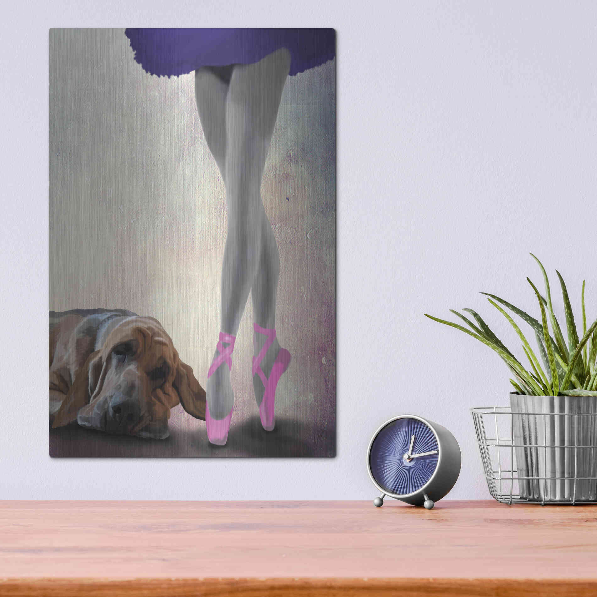 Luxe Metal Art 'Bloodhound And Ballet Dancer' by Fab Funky Metal Wall Art,12x16