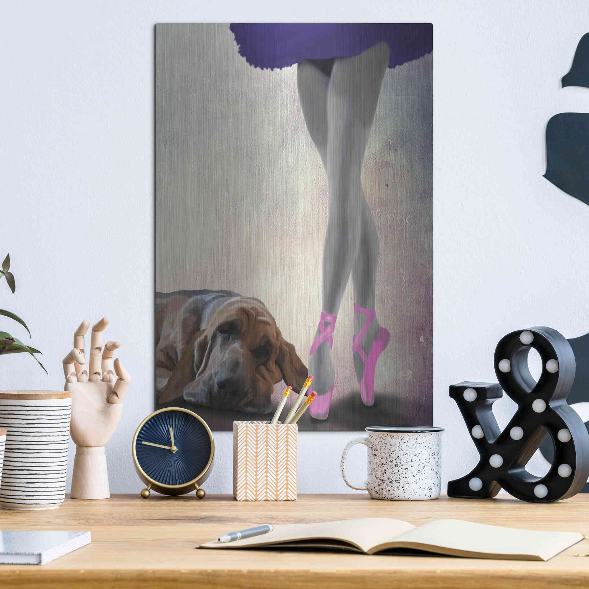 Luxe Metal Art 'Bloodhound And Ballet Dancer' by Fab Funky Metal Wall Art,12x16