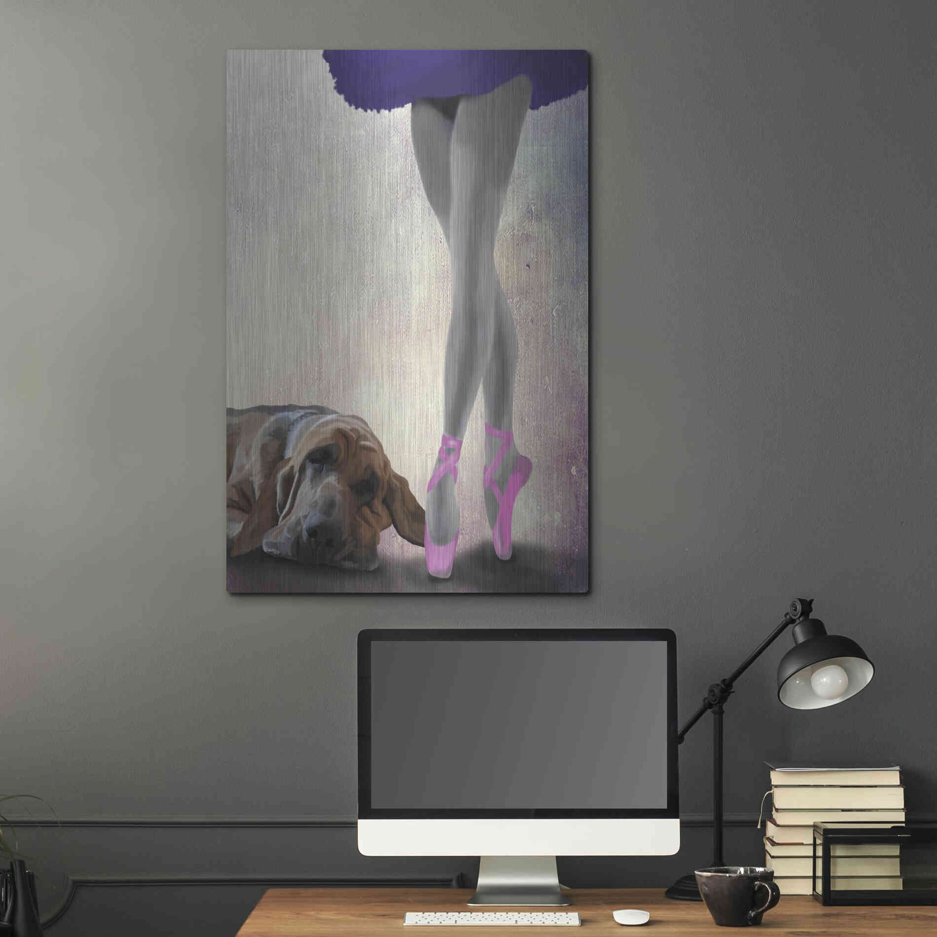 Luxe Metal Art 'Bloodhound And Ballet Dancer' by Fab Funky Metal Wall Art,24x36