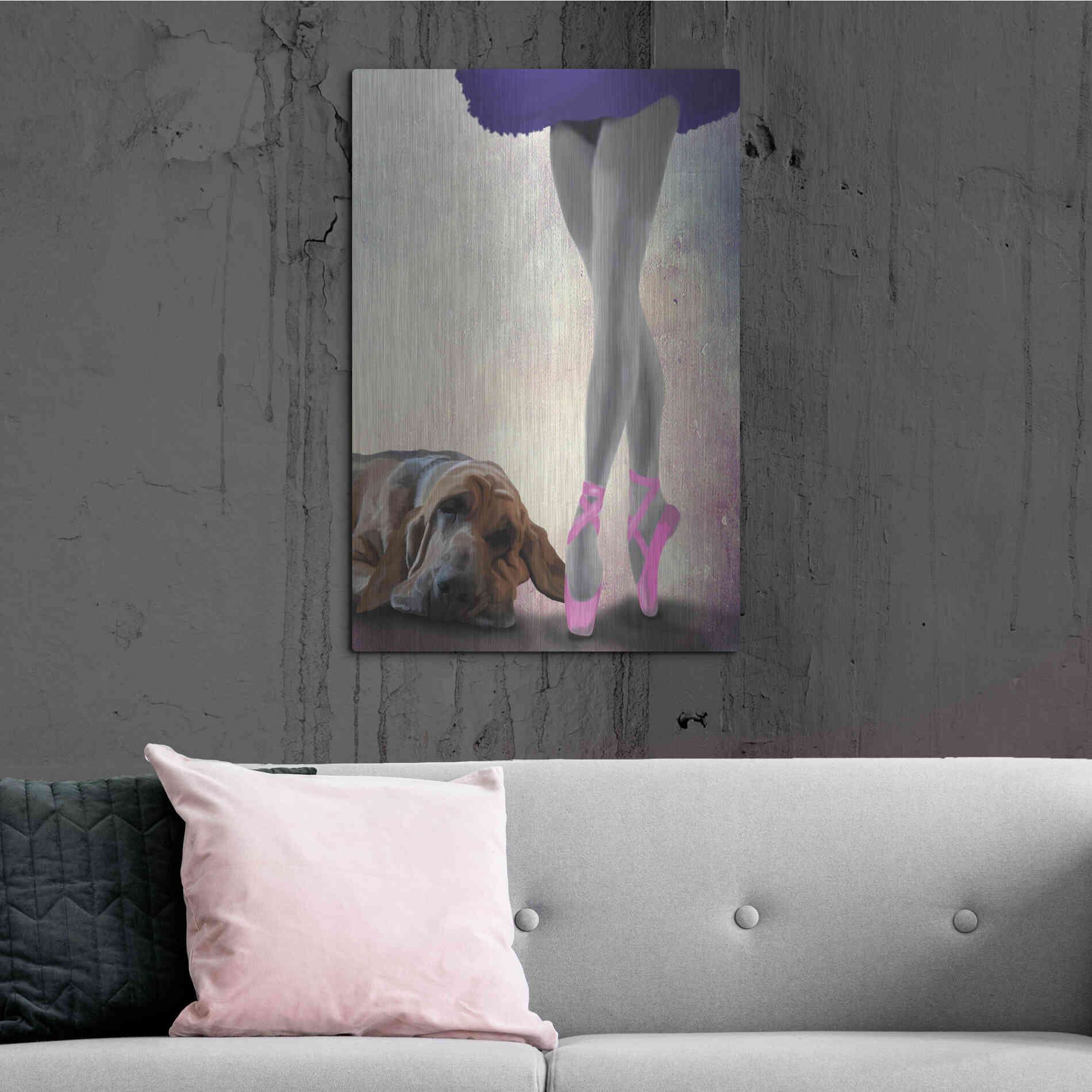 Luxe Metal Art 'Bloodhound And Ballet Dancer' by Fab Funky Metal Wall Art,24x36