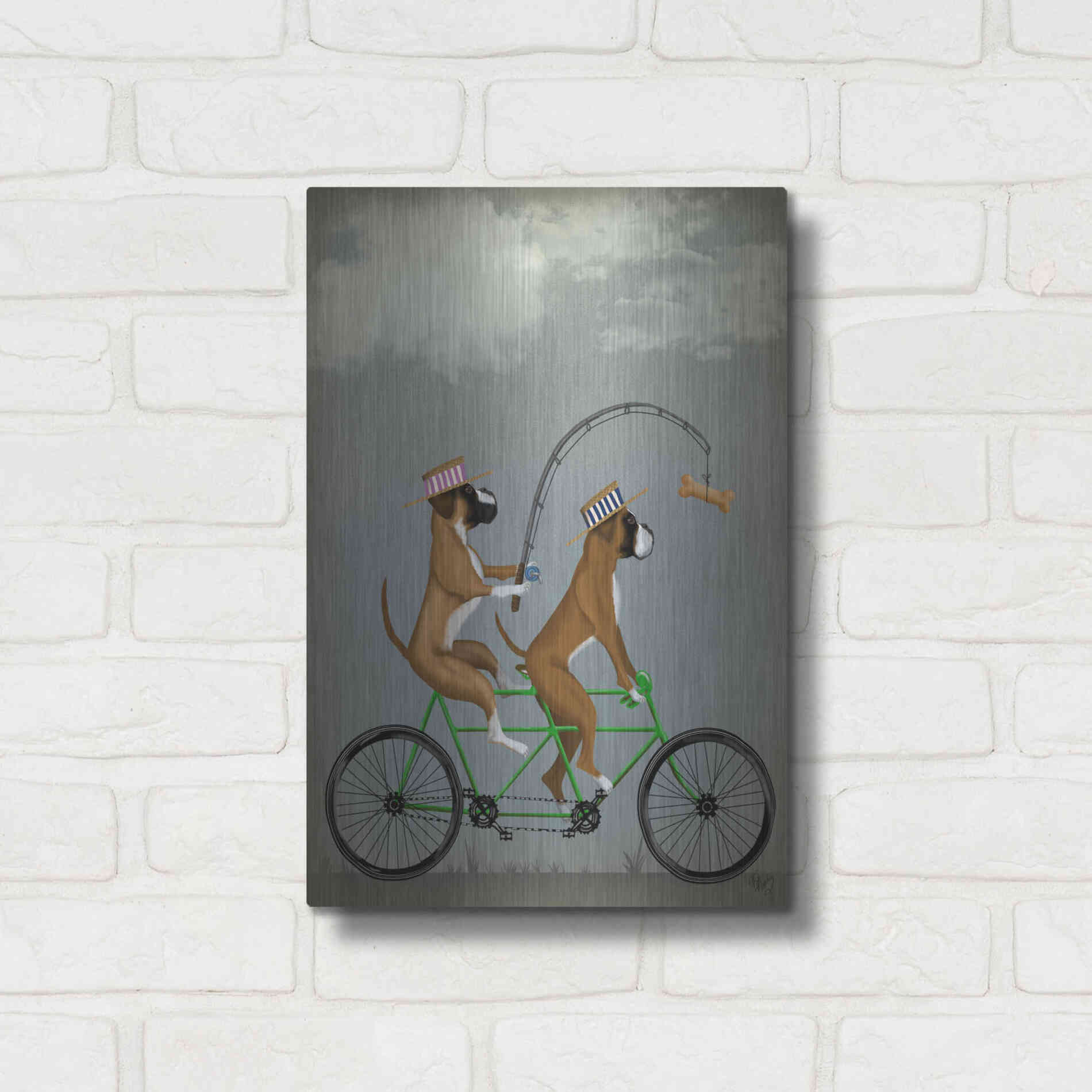 Luxe Metal Art 'Boxer Tandem' by Fab Funky Metal Wall Art,12x16