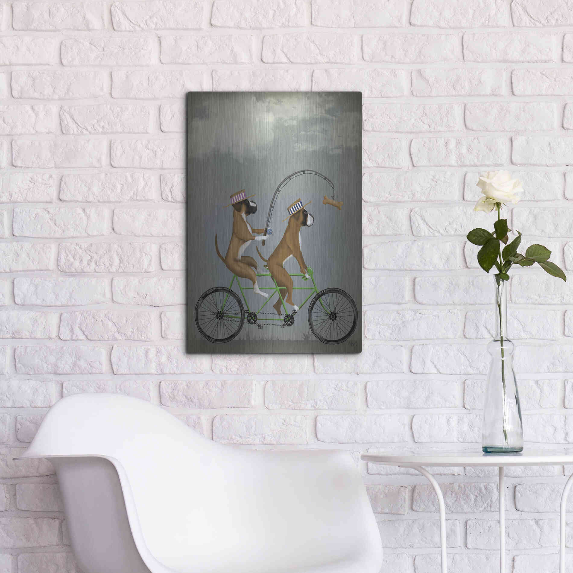 Luxe Metal Art 'Boxer Tandem' by Fab Funky Metal Wall Art,16x24