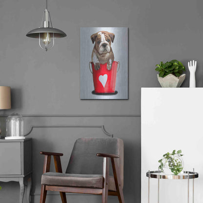 Luxe Metal Art 'Bulldog Bucket Of Love, Red' by Fab Funky Metal Wall Art,16x24