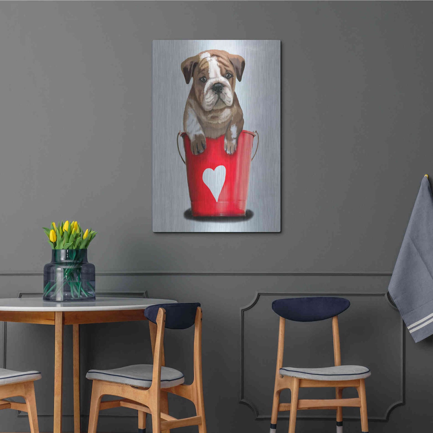 Luxe Metal Art 'Bulldog Bucket Of Love, Red' by Fab Funky Metal Wall Art,24x36