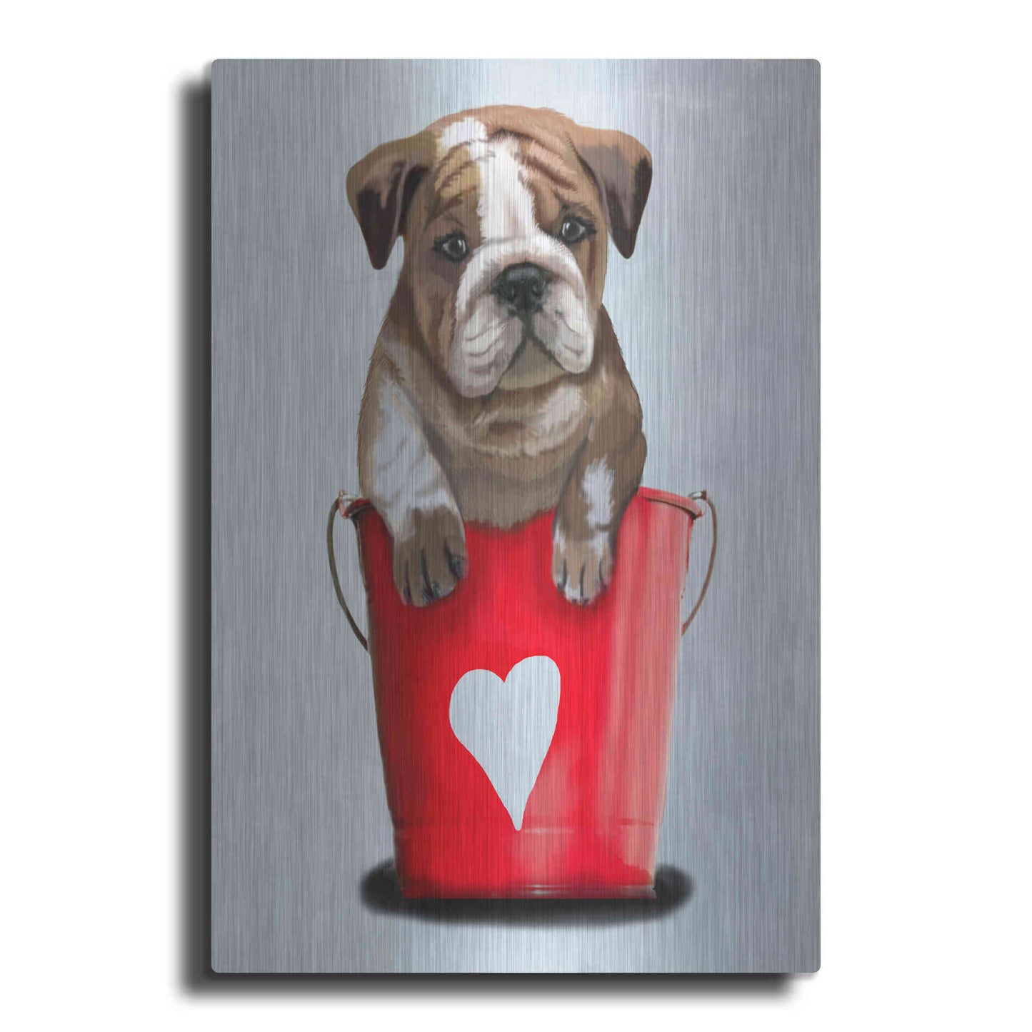 Luxe Metal Art 'Bulldog Bucket Of Love, Red' by Fab Funky Metal Wall Art