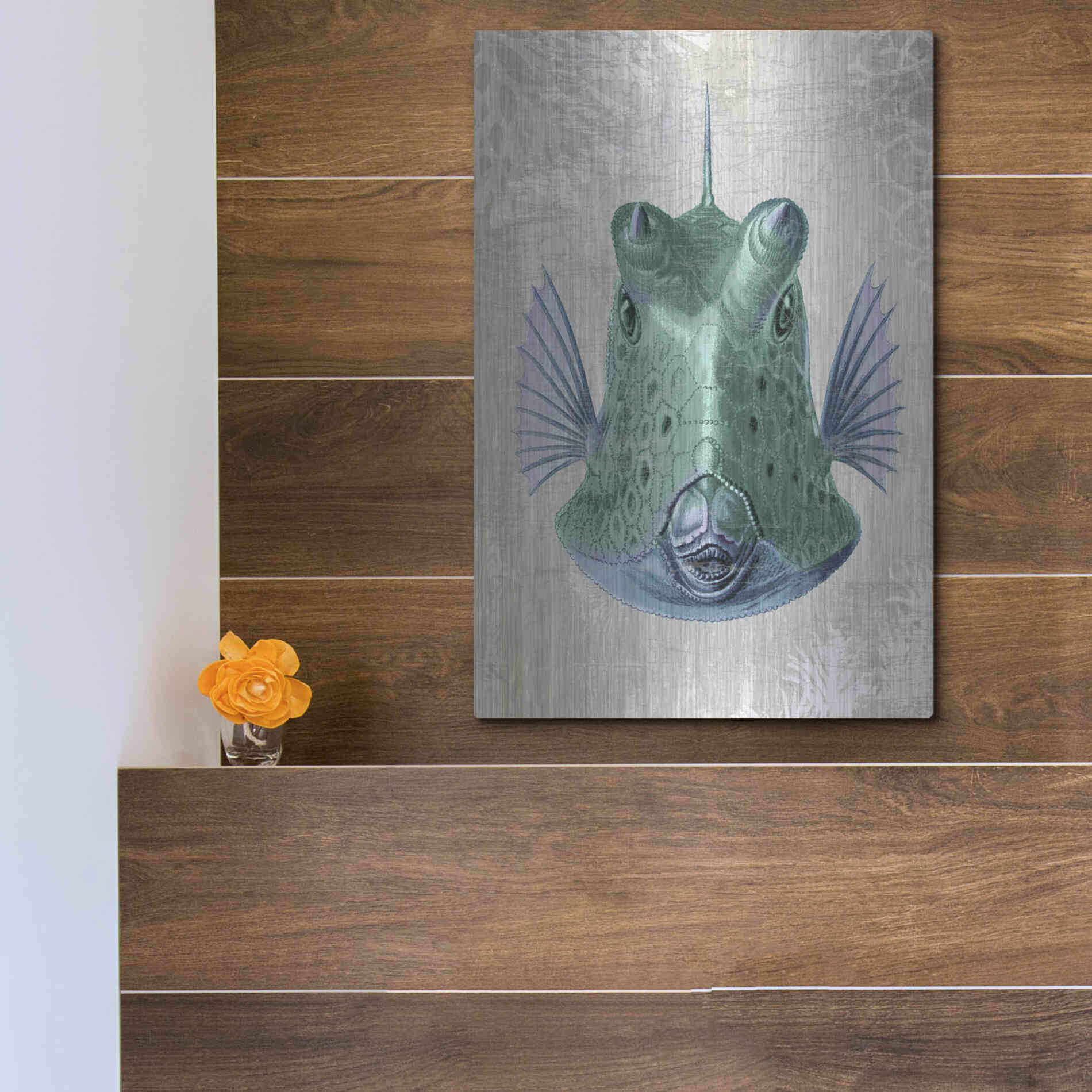 Luxe Metal Art 'Cowfish' by Fab Funky Metal Wall Art,12x16