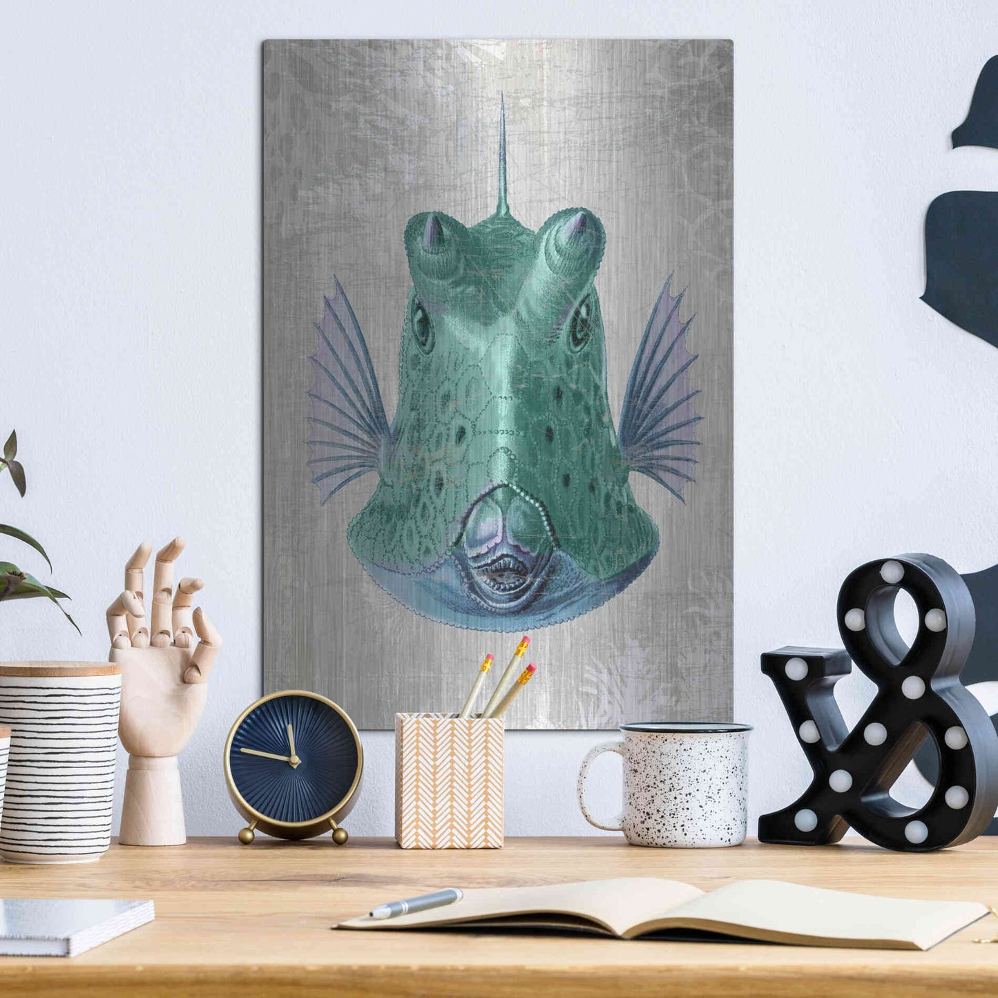 Luxe Metal Art 'Cowfish' by Fab Funky Metal Wall Art,12x16