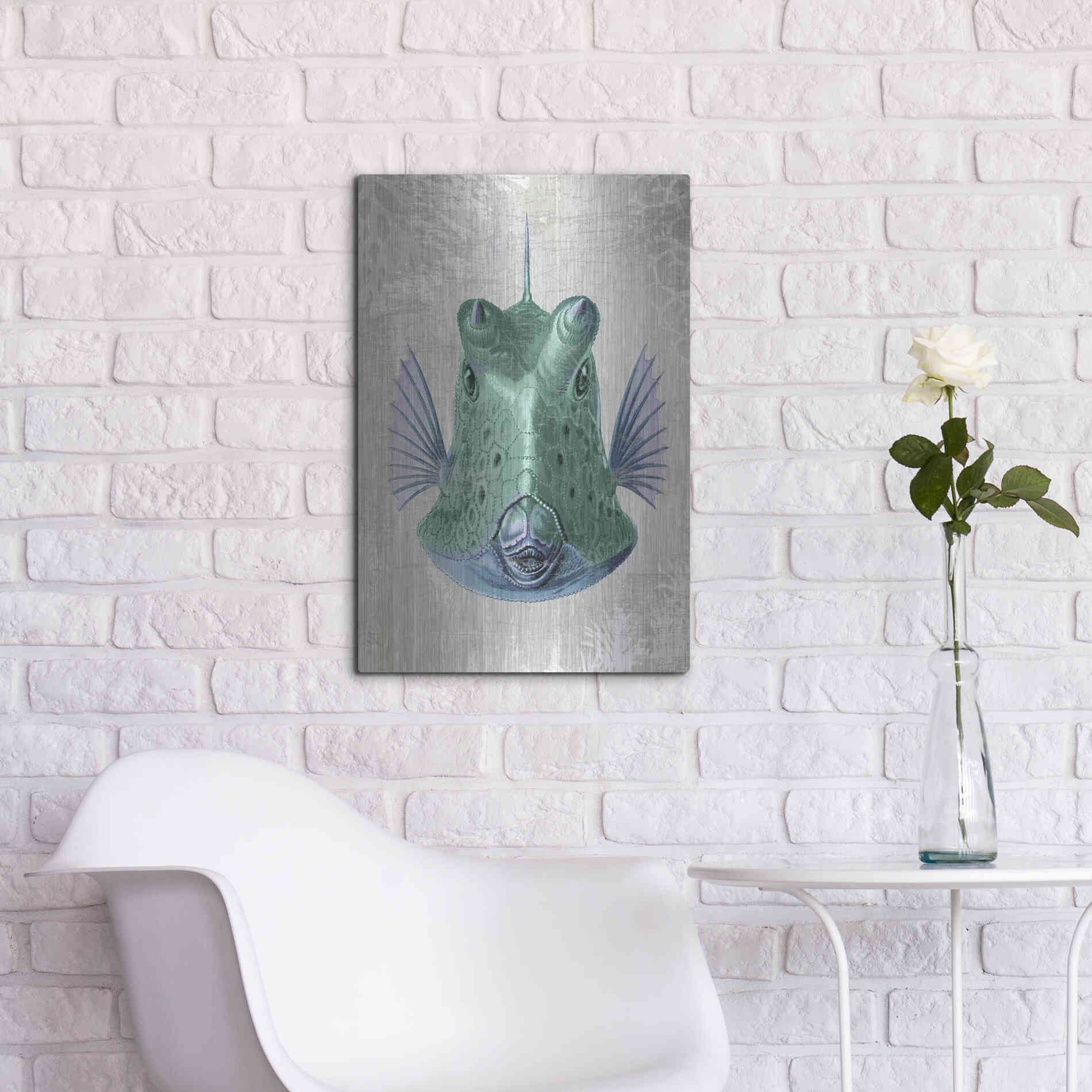 Luxe Metal Art 'Cowfish' by Fab Funky Metal Wall Art,16x24