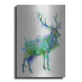 Luxe Metal Art 'Deer 1 Rainbow Splash Green Blue' by Fab Funky Metal Wall Art
