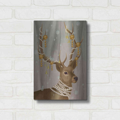 Luxe Metal Art 'Deer with Gold Bells' by Fab Funky Metal Wall Art,12x16