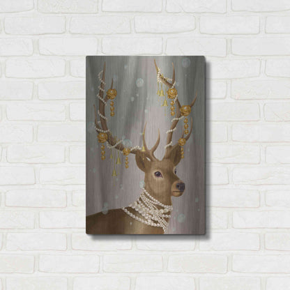 Luxe Metal Art 'Deer with Gold Bells' by Fab Funky Metal Wall Art,16x24