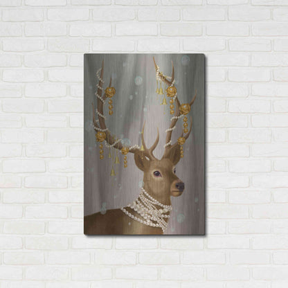 Luxe Metal Art 'Deer with Gold Bells' by Fab Funky Metal Wall Art,24x36