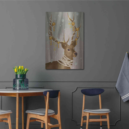 Luxe Metal Art 'Deer with Gold Bells' by Fab Funky Metal Wall Art,24x36